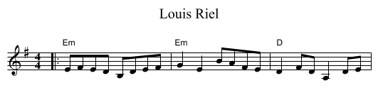 Louis Riel - staff notation