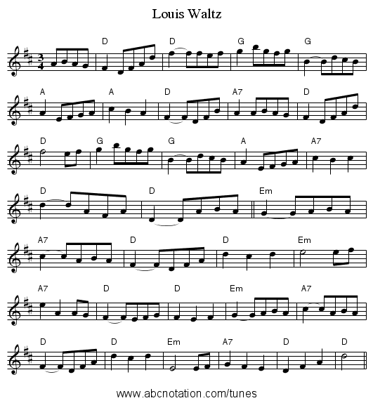 Louis Waltz - staff notation