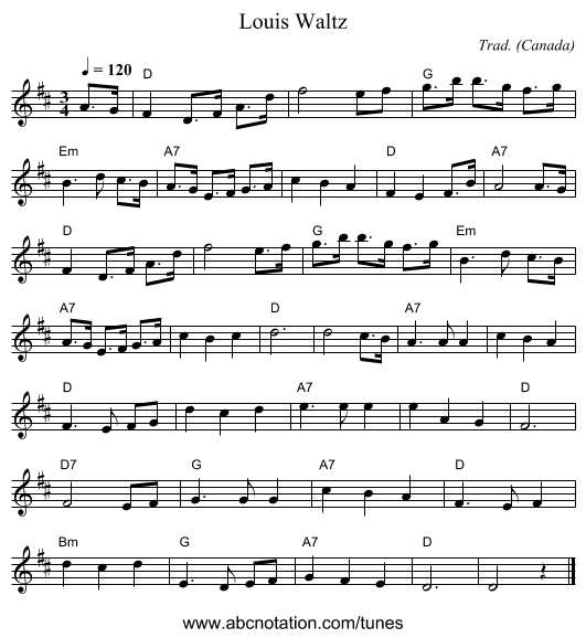 Louis Waltz - staff notation