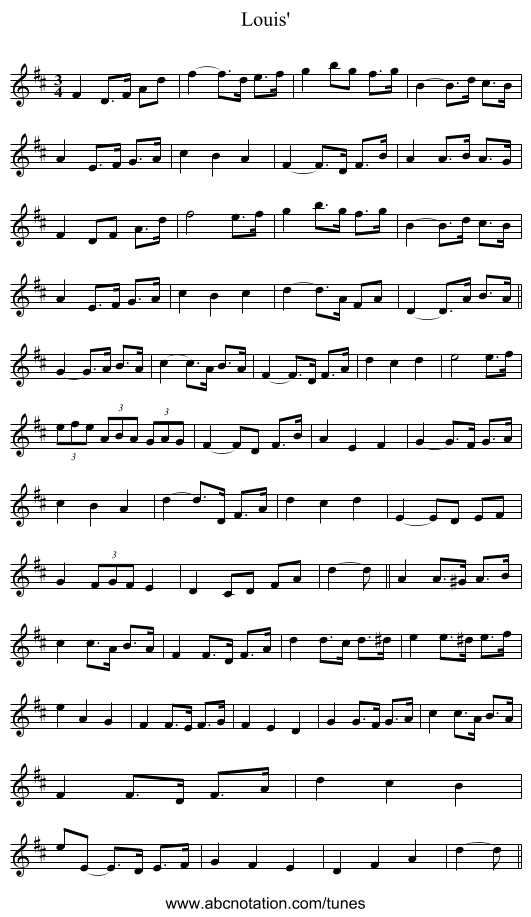 Louis' - staff notation