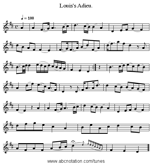 Louis's Adieu. - staff notation