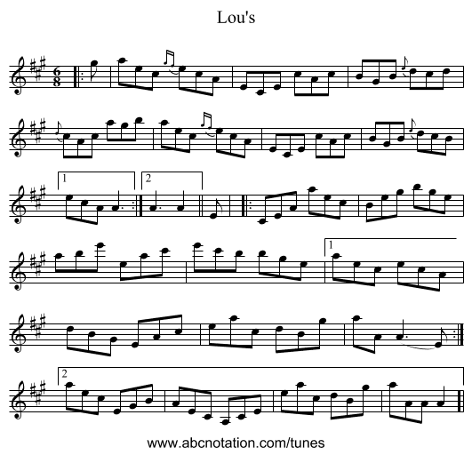 Lou's - staff notation