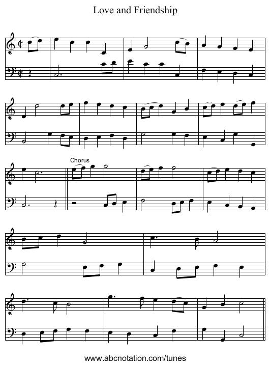 Love and Friendship - staff notation