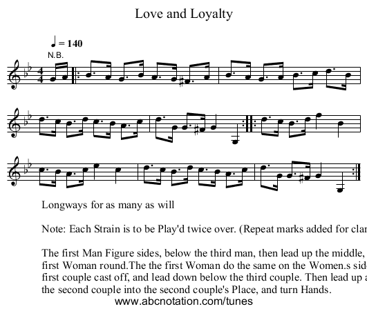 Love and Loyalty - staff notation