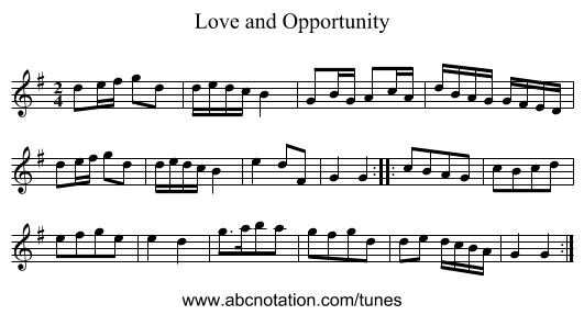 Love and Opportunity - staff notation