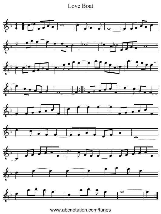Love Boat - staff notation