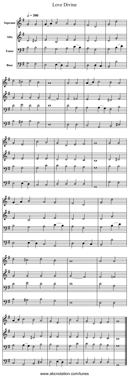 Love Divine - staff notation