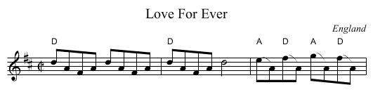 Love For Ever - staff notation