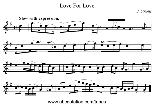 Love For Love - staff notation