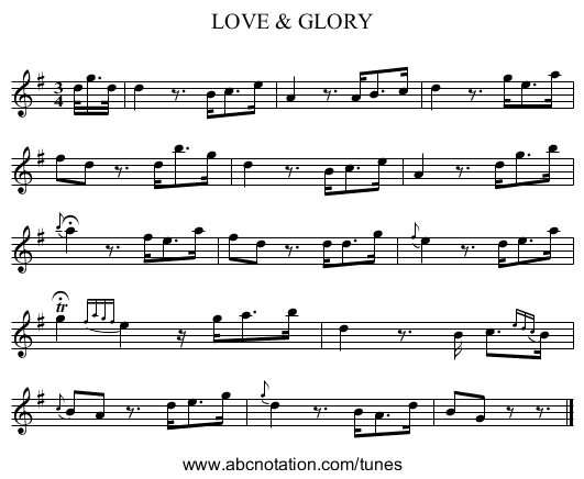 LOVE & GLORY - staff notation