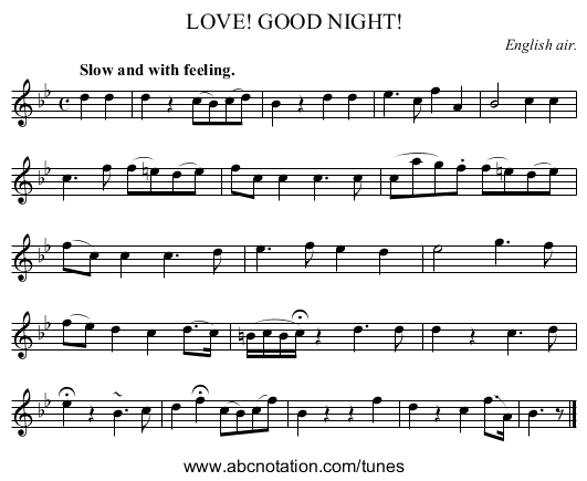 LOVE! GOOD NIGHT! - staff notation