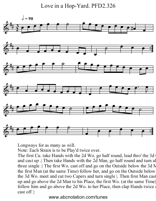 Love in a Hop-Yard. PFD2.326 - staff notation
