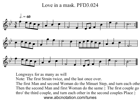 Love in a mask. PFD3.024 - staff notation