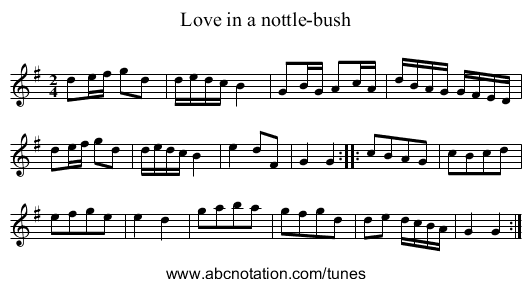 Love in a nottle-bush - staff notation