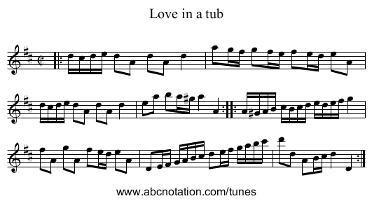 Love in a tub - staff notation