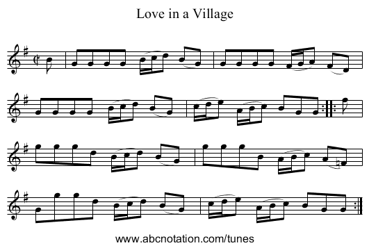 Love in a Village - staff notation