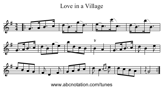 Love in a Village - staff notation