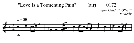 Love Is a Tormenting Pain         (air)        0172 - staff notation