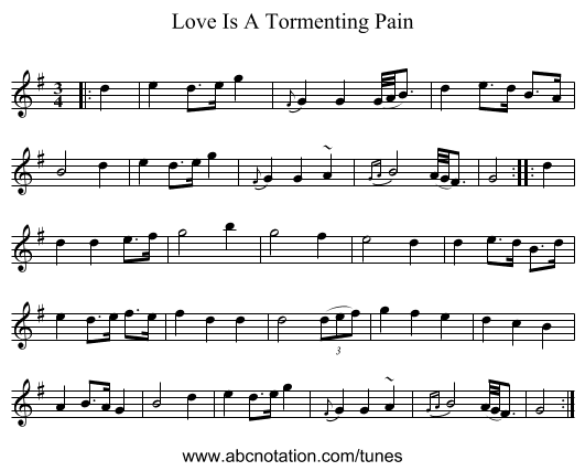 Love Is A Tormenting Pain - staff notation