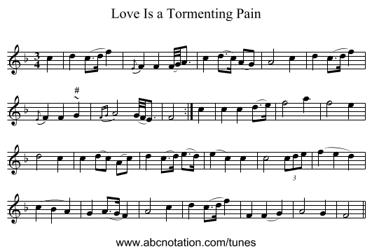 Love Is a Tormenting Pain - staff notation