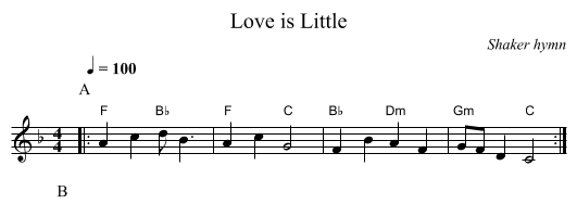 Love is Little - staff notation