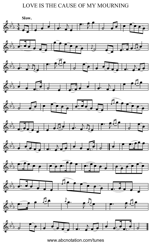 LOVE IS THE CAUSE OF MY MOURNING - staff notation