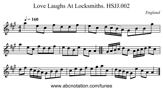 Love Laughs At Locksmiths. HSJJ.002 - staff notation
