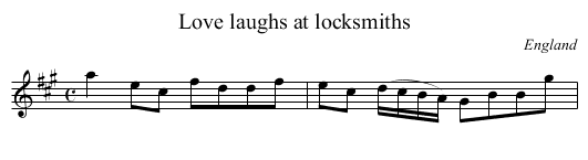 Love laughs at locksmiths - staff notation