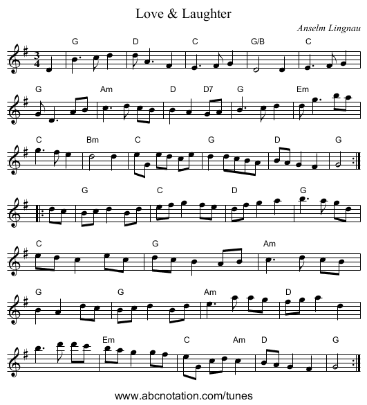 Love & Laughter - staff notation