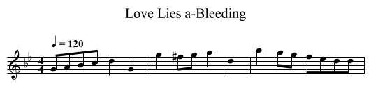 Love Lies a-Bleeding - staff notation