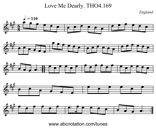 Love Me Dearly. THO4.169 - staff notation