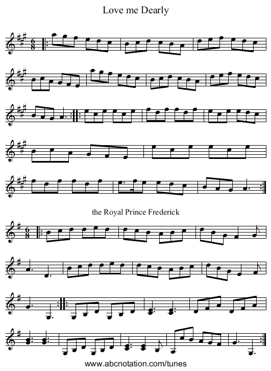 Love me Dearly - staff notation