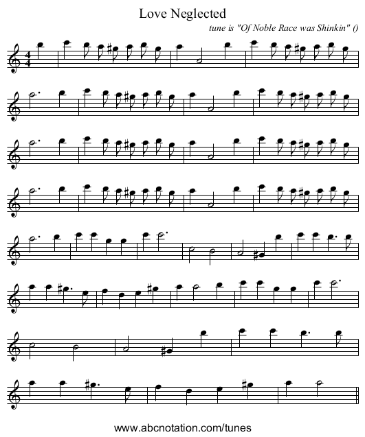 Love Neglected - staff notation
