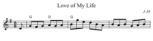 Love of My Life - staff notation