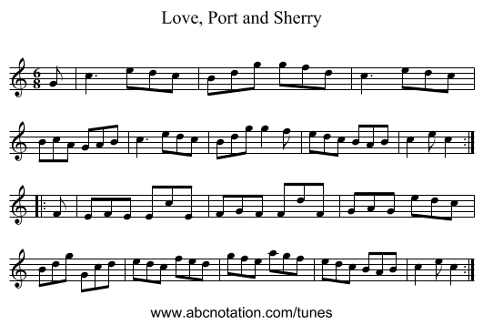 Love, Port and Sherry - staff notation