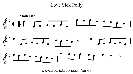 Love Sick Polly - staff notation
