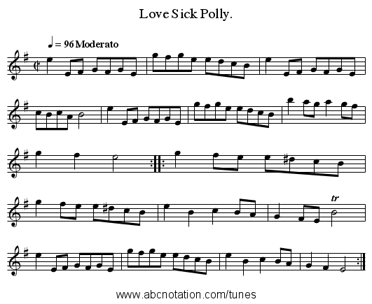 Love Sick Polly. - staff notation