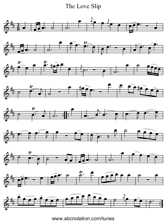 Love Slip, The - staff notation