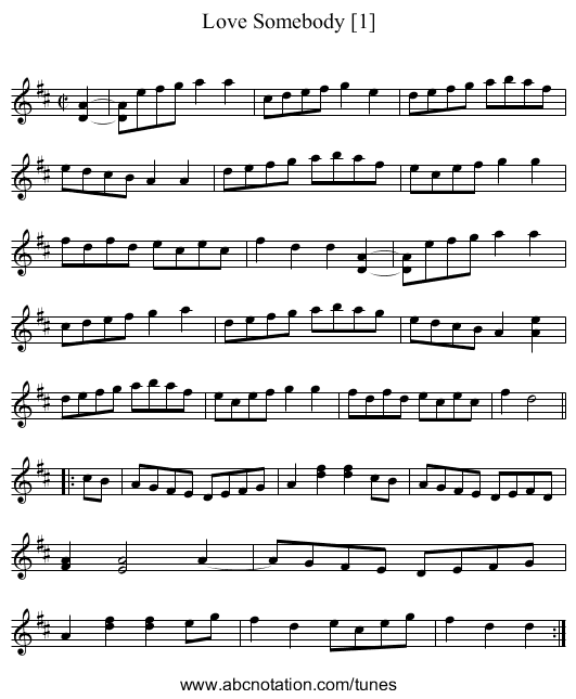 Love Somebody [1] - staff notation