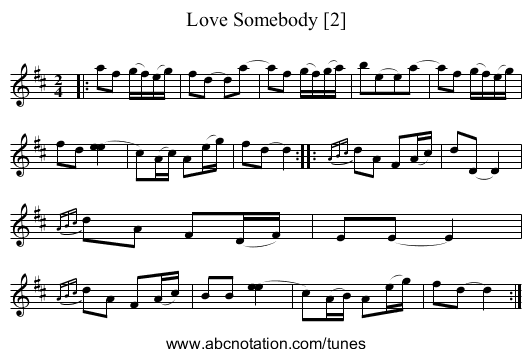 Love Somebody [2] - staff notation