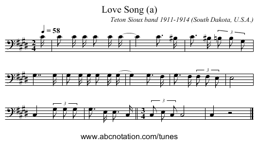 Love Song (a) - staff notation