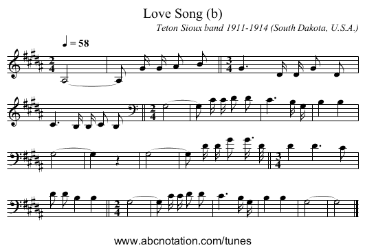 Love Song (b) - staff notation