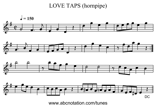 LOVE TAPS (hornpipe) - staff notation