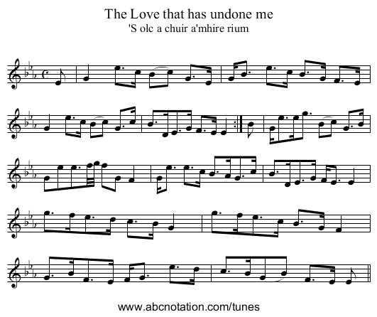 Love that has undone me, The - staff notation