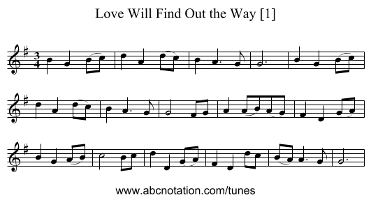 Love Will Find Out the Way [1] - staff notation