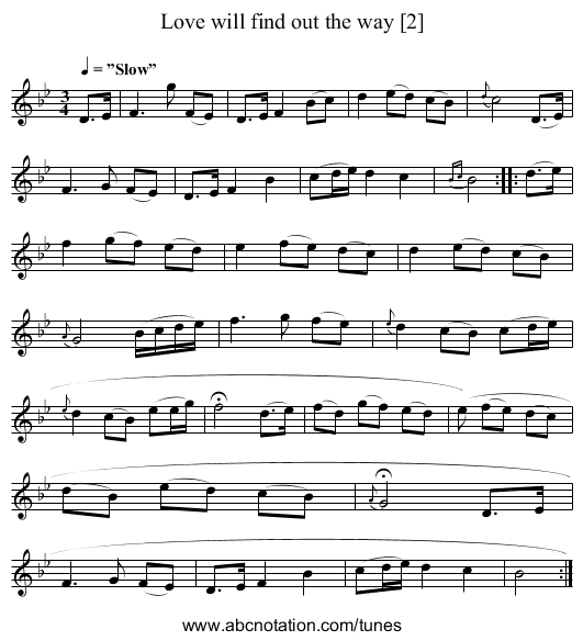 Love will find out the way [2] - staff notation
