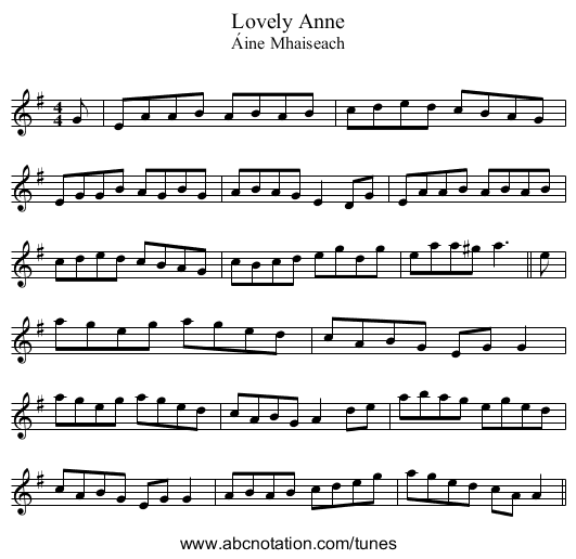 Lovely Anne - staff notation