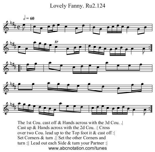 Lovely Fanny. Ru2.124 - staff notation