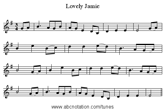 Lovely Jamie - staff notation