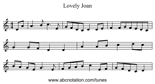 Lovely Joan - staff notation